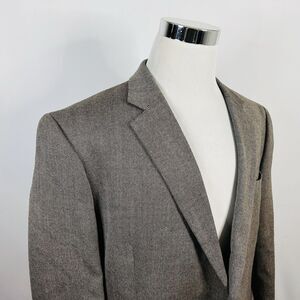 Stafford 48R Classic Fit Sport Coat 100% Merino Wool Brown Knit Two Button